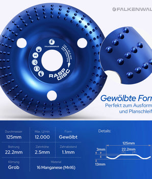 Ø 125mm - Frässcheibe für Winkelschleifer - Gewölbt